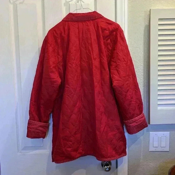 Cherokee Barn Jacket Red Quilted Corduroy Lightweight Chore Coat Womens Sz XL - Picture 4 of 12